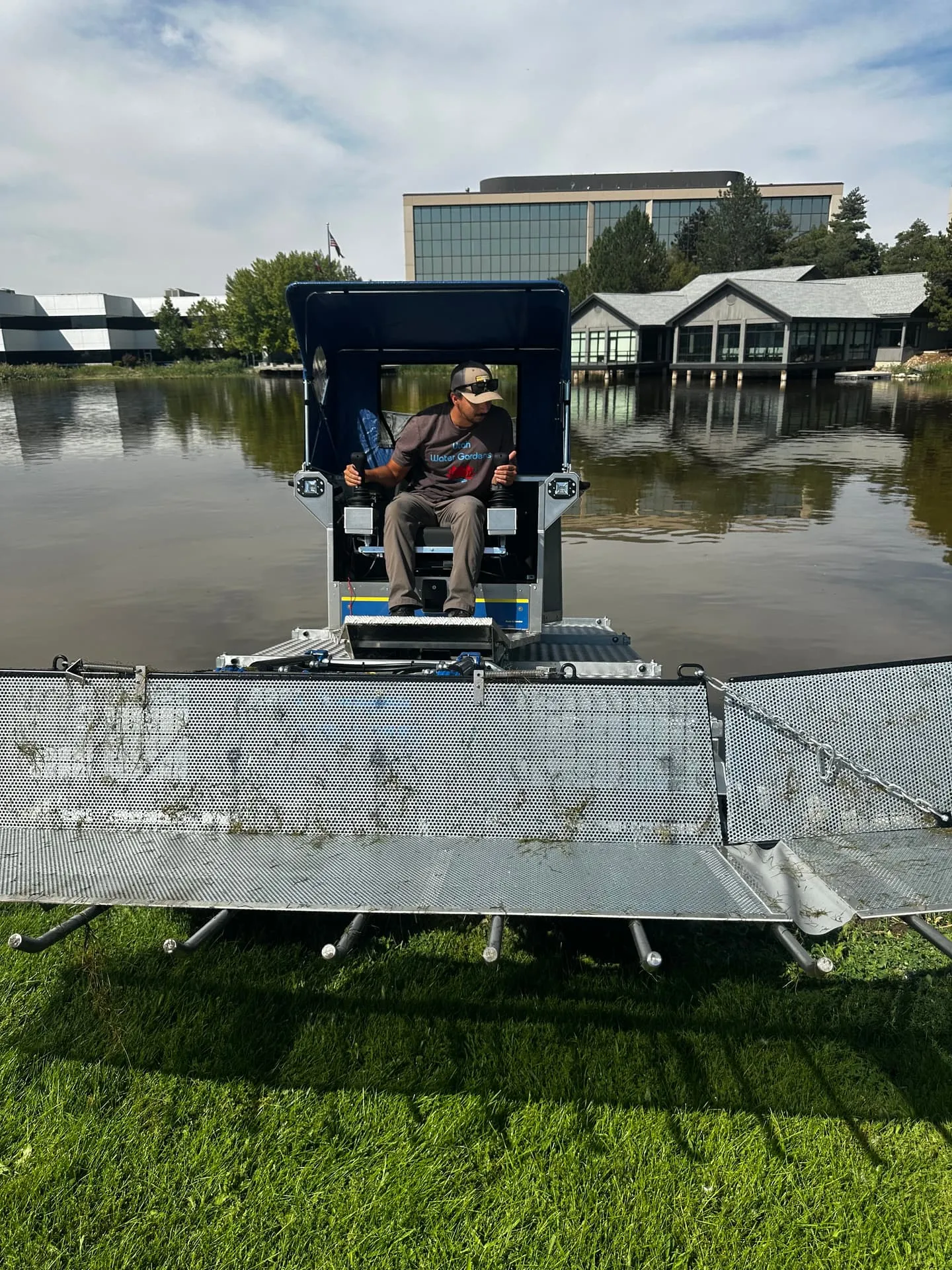 Mechanical dredging equipment operating in Heber pond